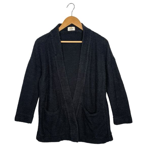 Marine Layer Cardigan Sweater Womens Small Black Open Front Heavyweight Pockets - Picture 1 of 13